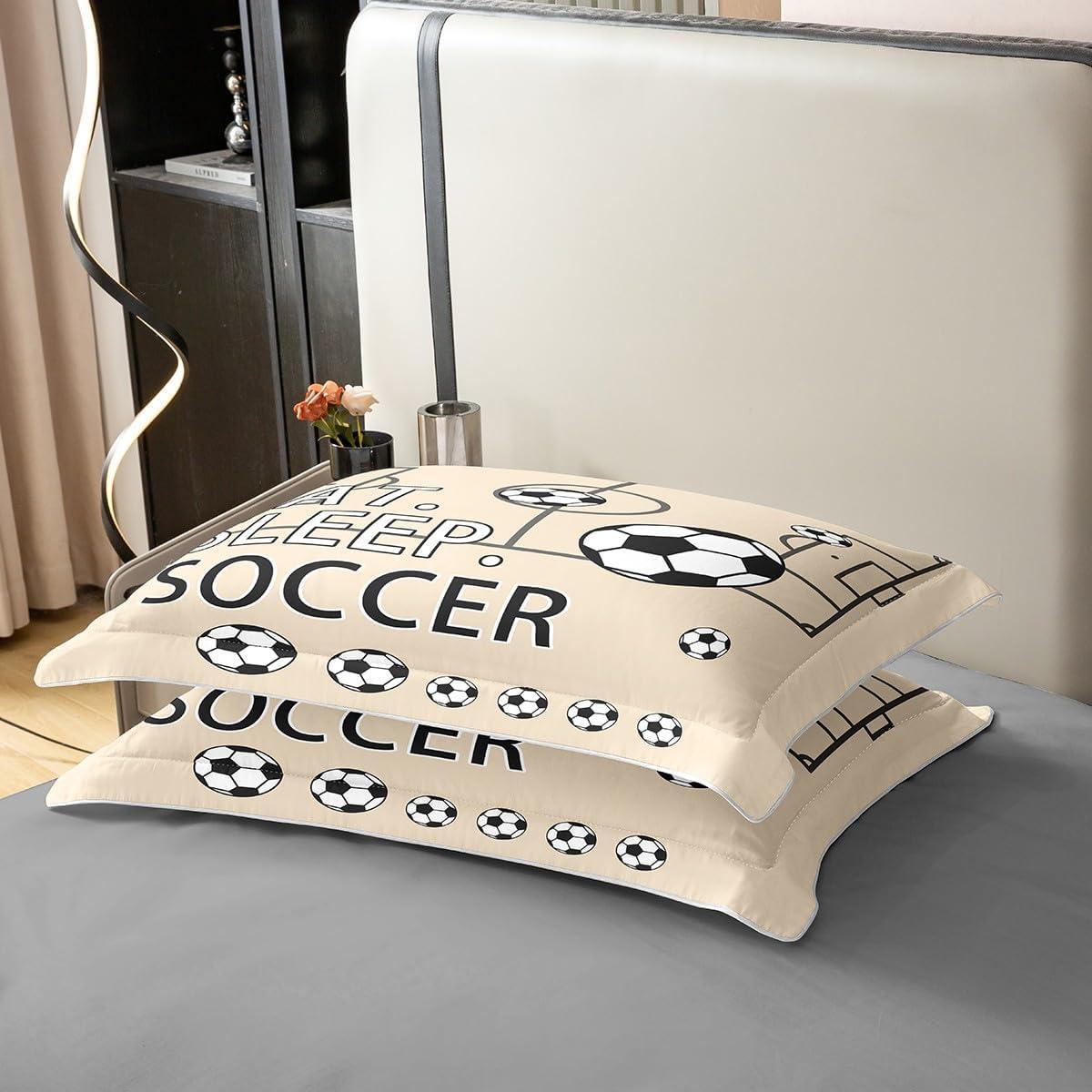 Funda de Edredón Individual Feelyou 100% Algodón Fútbol Beige