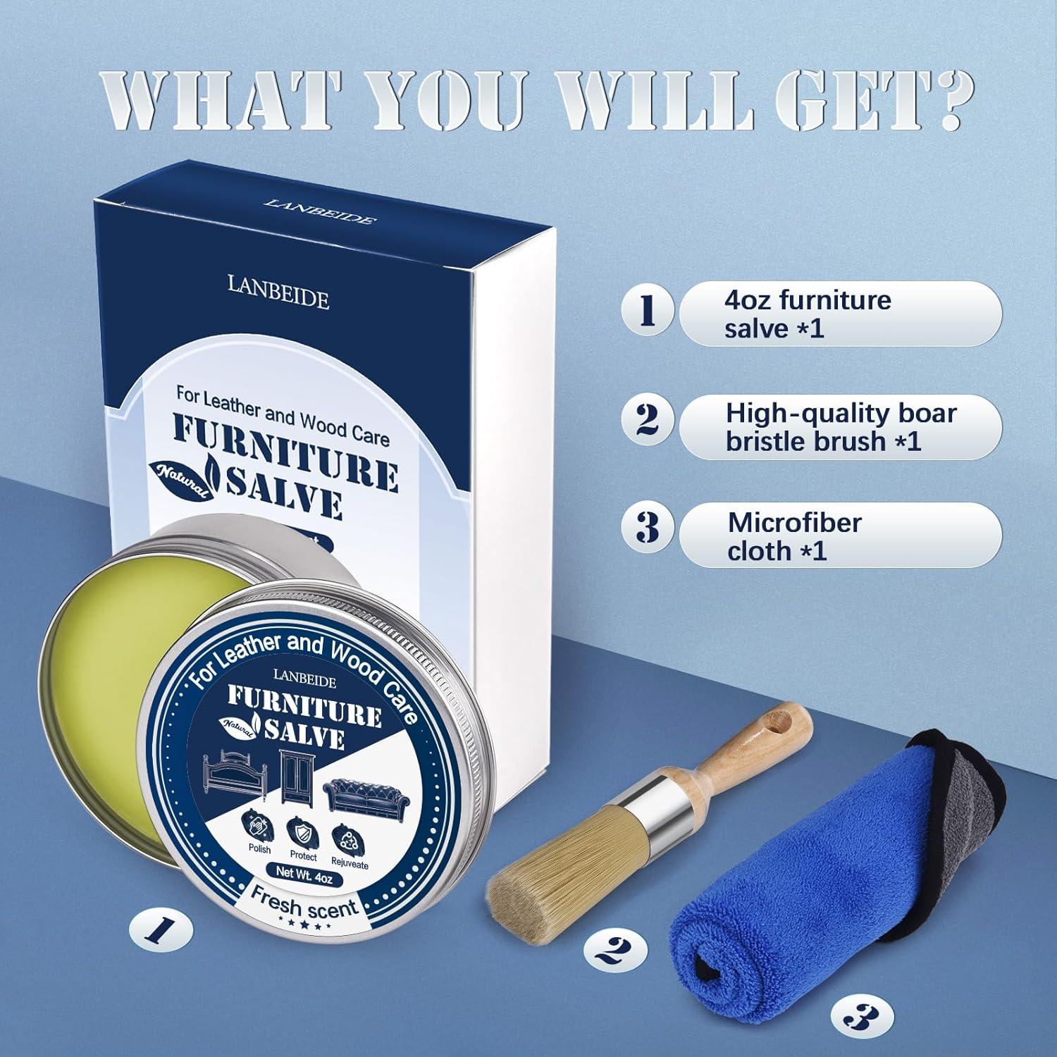 Salve para Muebles LANBEIDE 113.4 g con Cepillo y Toalla