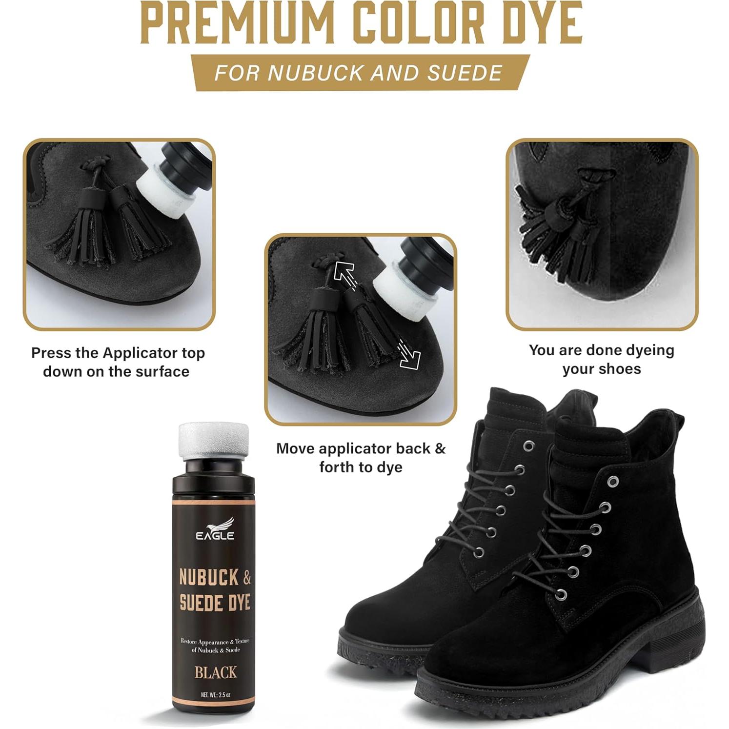 Tinte Negro para Ante y Nubuck Eagle con Aplicador y Cepillo