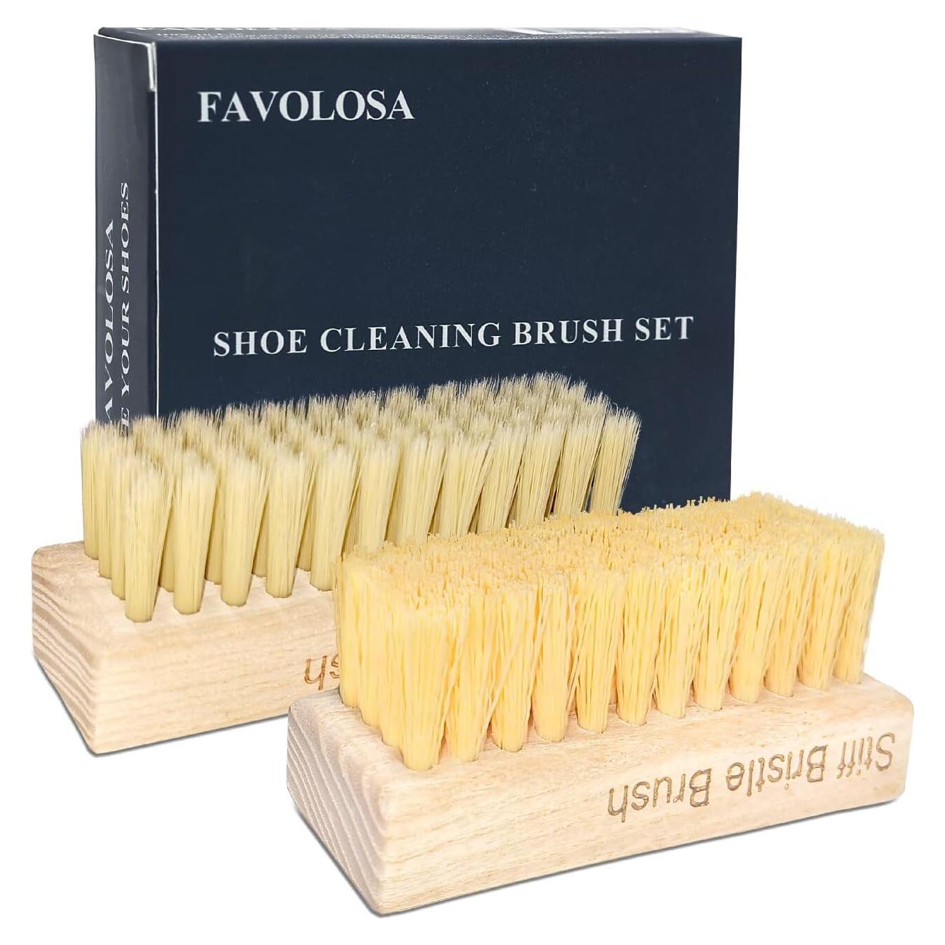 Juego de cepillos de limpieza de zapatos Favolosa - 2 cepillos suaves y rígidos
