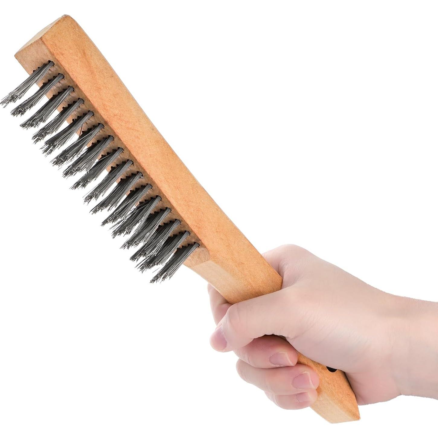 Set de 12 Cepillos de Alambre Elsjoy con Mango de Madera 25.4 cm