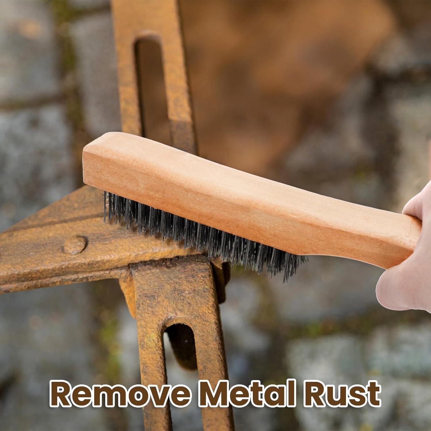 Set de 12 Cepillos de Alambre Elsjoy con Mango de Madera 25.4 cm