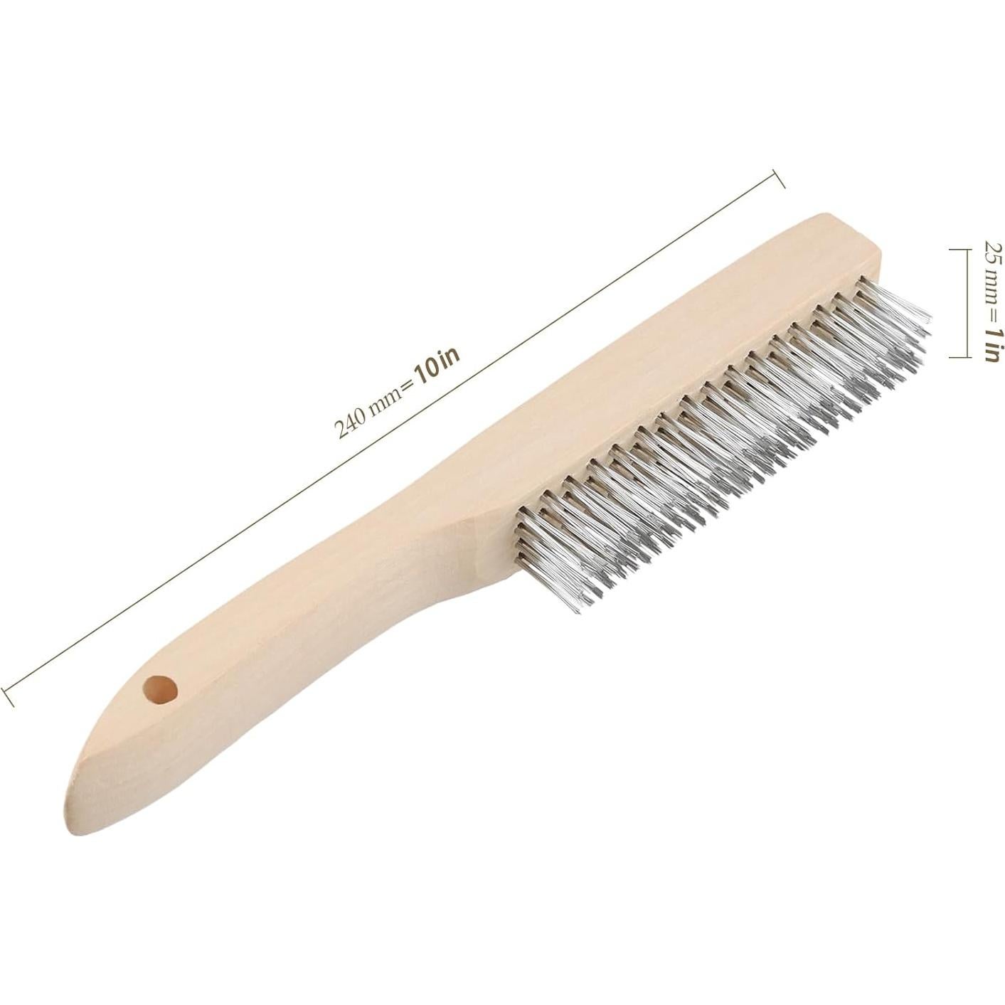 24 Cepillos de Alambre HEIHAK 10" Acero Inoxidable Mango Madera