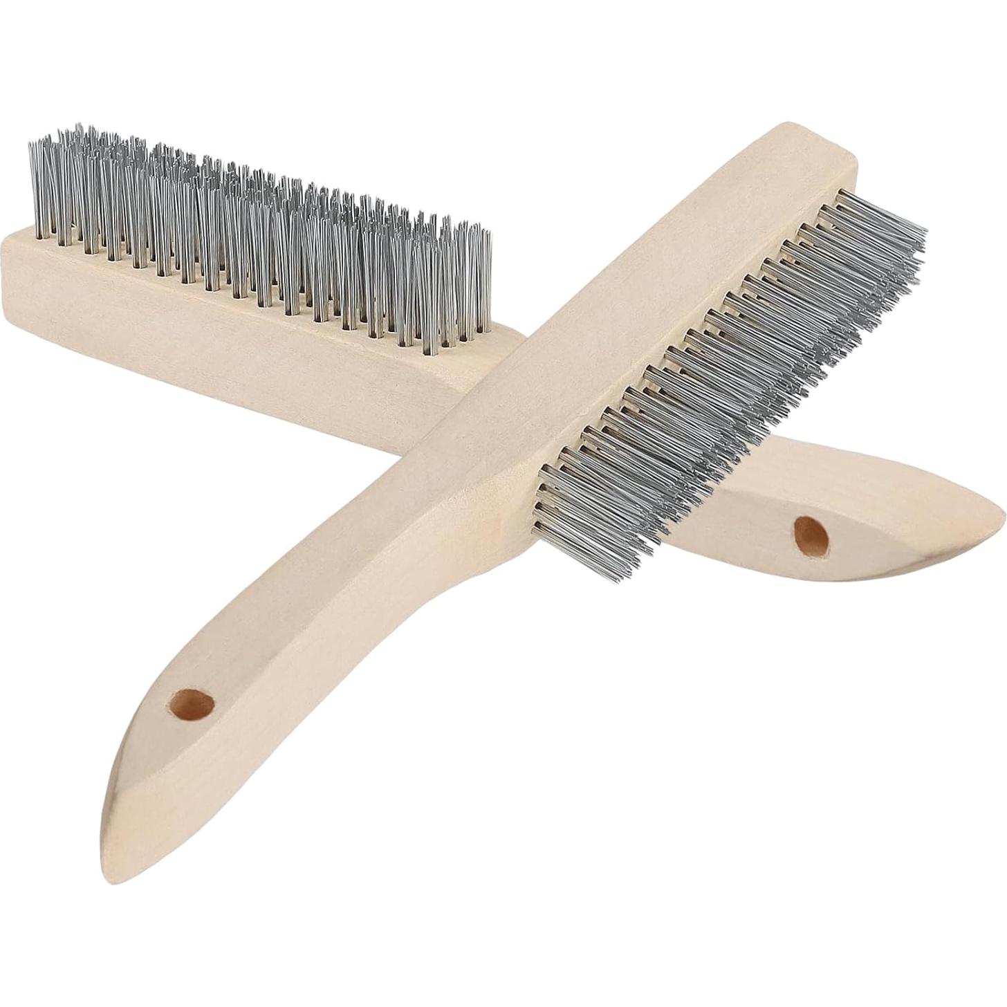 24 Cepillos de Alambre HEIHAK 10" Acero Inoxidable Mango Madera