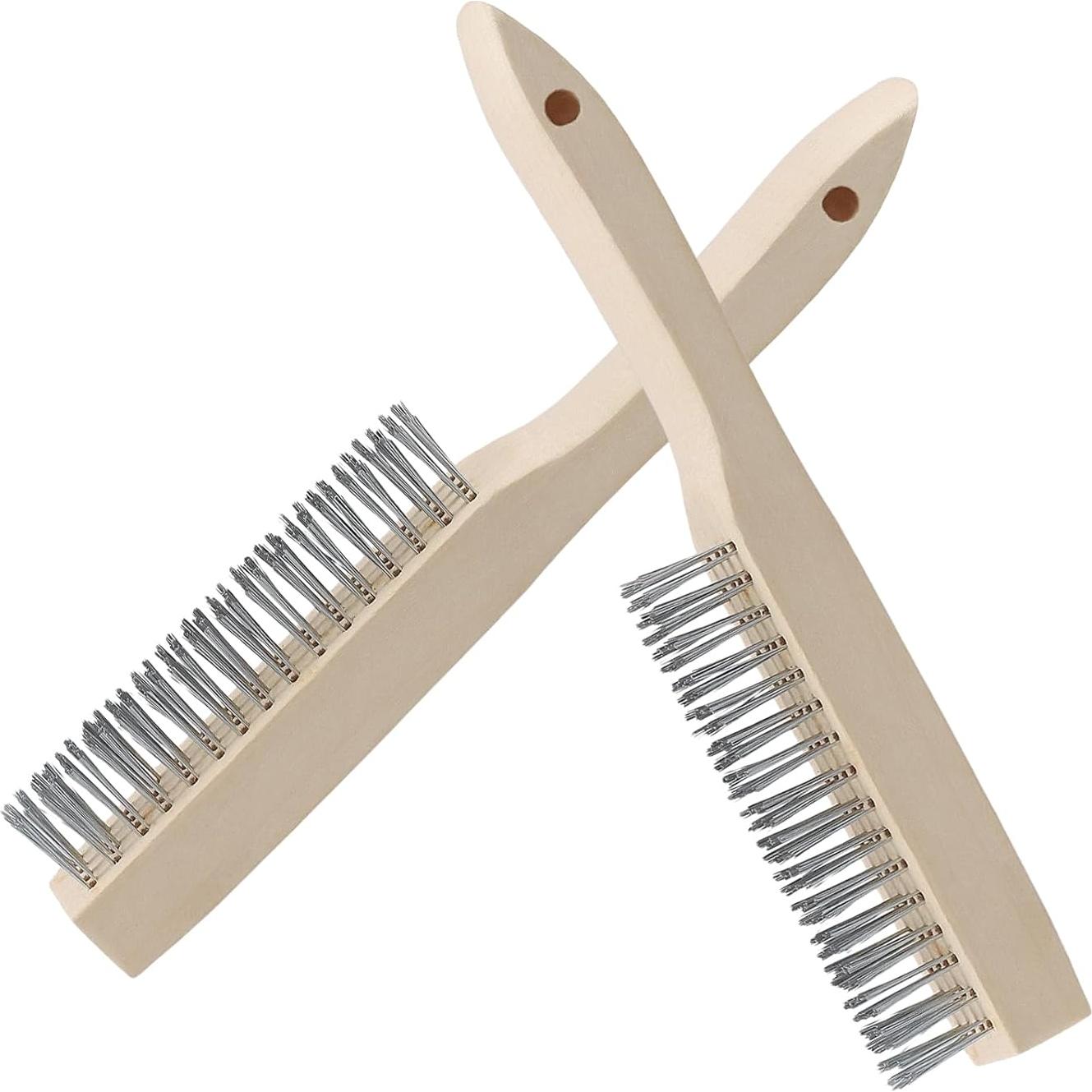 24 Cepillos de Alambre HEIHAK 10" Acero Inoxidable Mango Madera