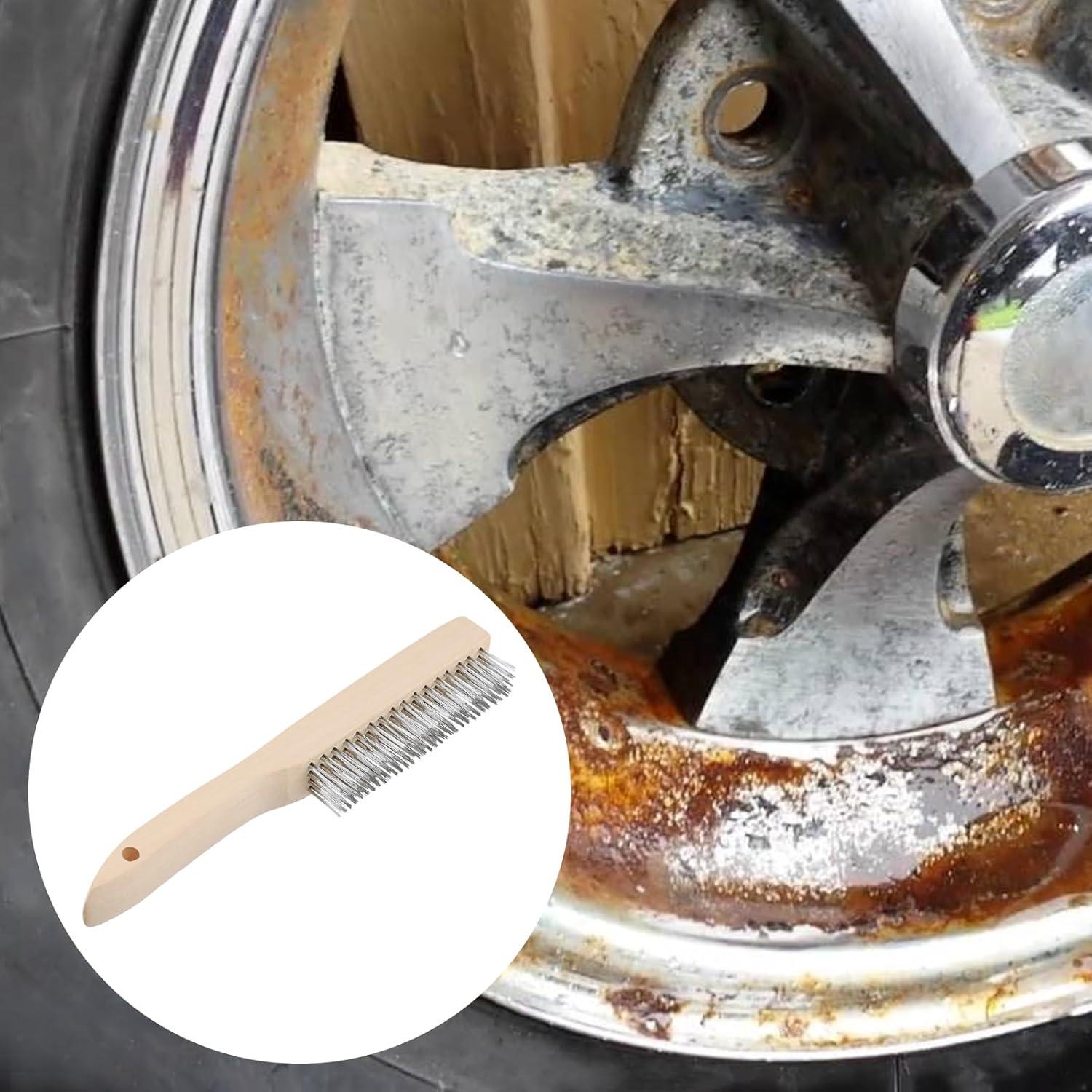 24 Cepillos de Alambre HEIHAK 10" Acero Inoxidable Mango Madera