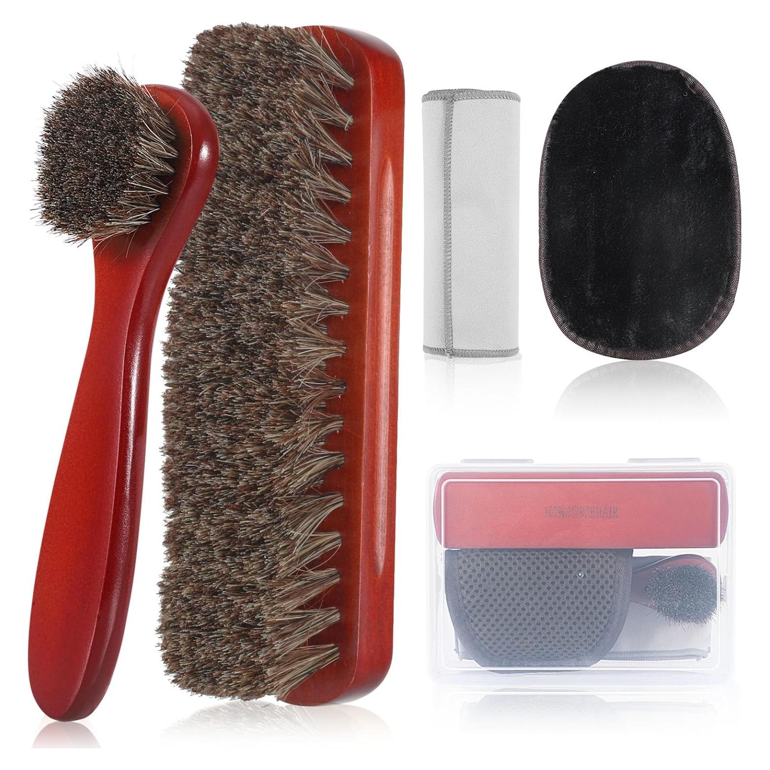 Kit de Cuidado de Zapatos CQSYWQING 5 Piezas Madera Marrón