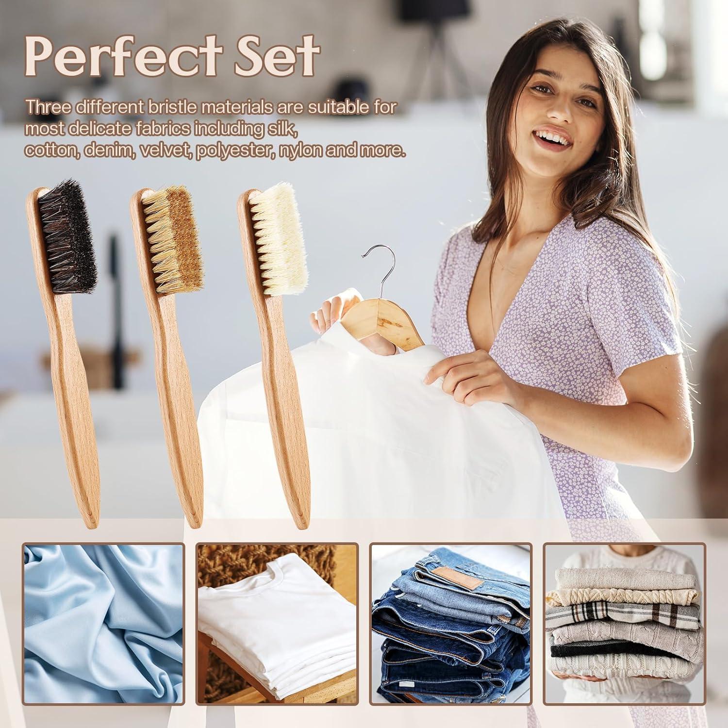 3 Cepillos Quitamanchas de Madera ZJoey con Cerdas de Jabalí