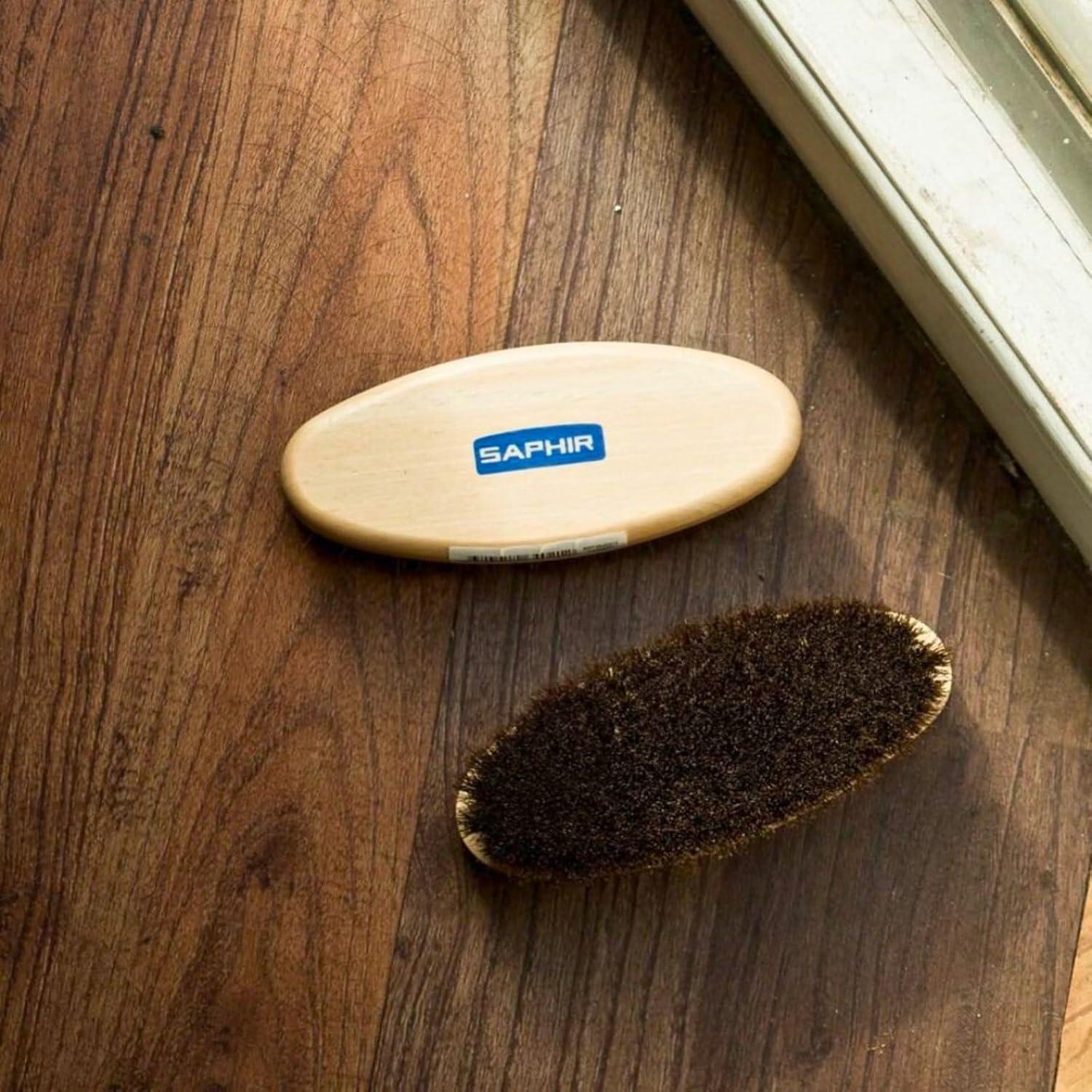 Cepillo Ovalado de Cerda de Caballo Saphir - 13.5cm - Mantenimiento Cuero