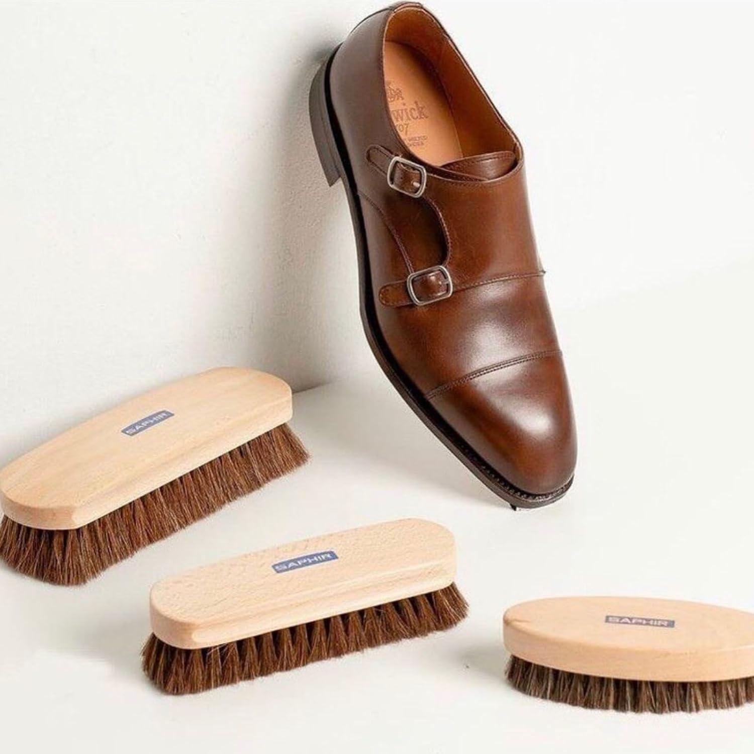 Cepillo Ovalado de Cerda de Caballo Saphir - 13.5cm - Mantenimiento Cuero