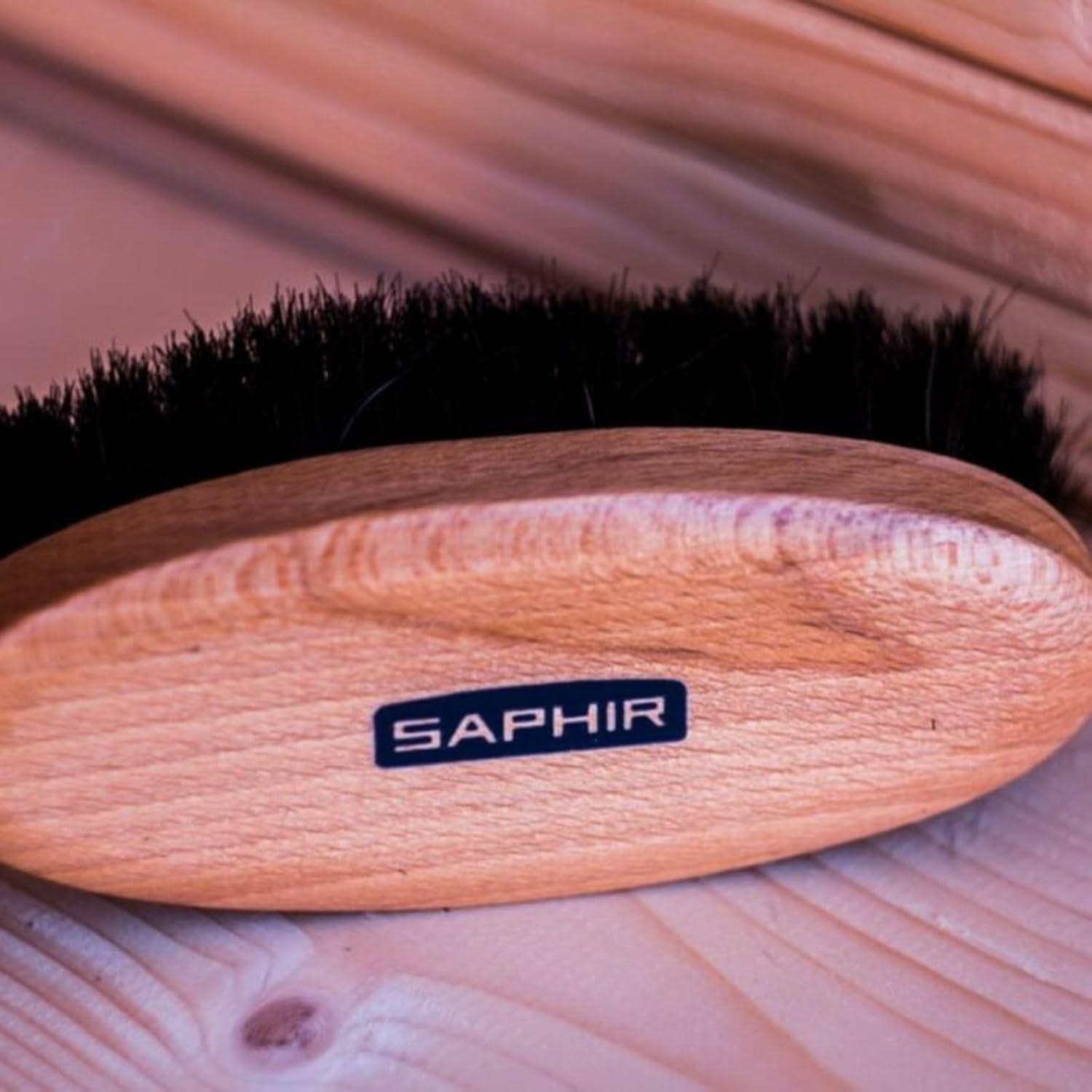 Cepillo Ovalado de Cerda de Caballo Saphir - 13.5cm - Mantenimiento Cuero