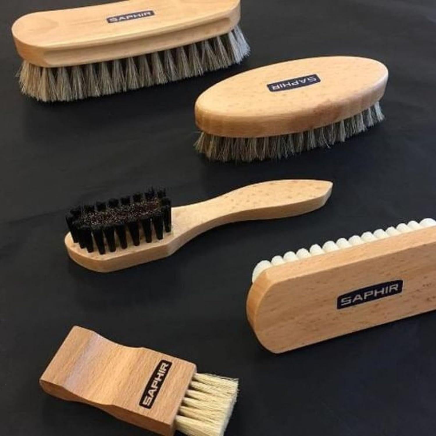 Cepillo Ovalado de Cerda de Caballo Saphir - 13.5cm - Mantenimiento Cuero