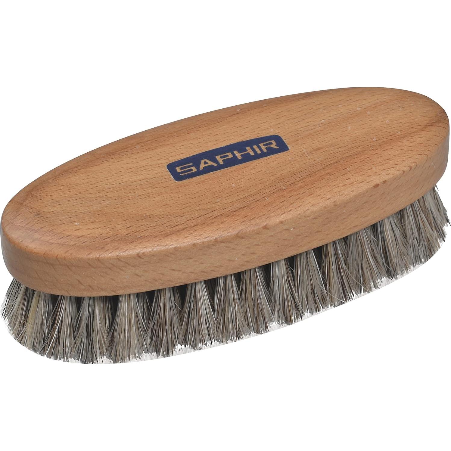 Cepillo Ovalado de Cerda de Caballo Saphir - 13.5cm - Mantenimiento Cuero