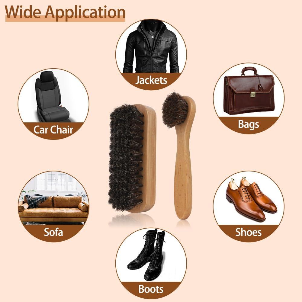 Kit de Cepillos para Zapatos SythorYang - 2 Pcs Cerda de Caballo