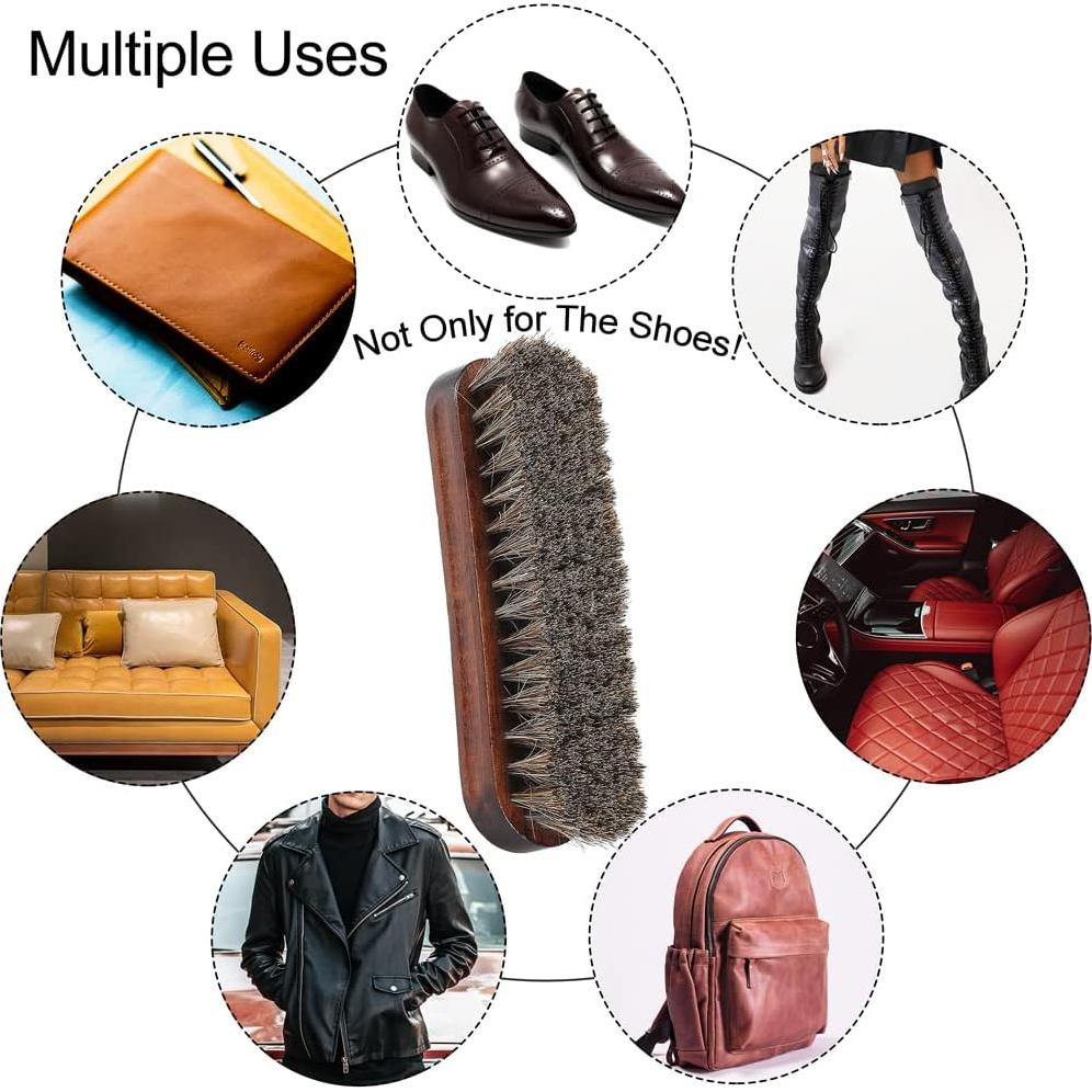 Cepillos para Brillar Zapatos SUPERWASH PLUS - 2 Piezas de Pelo de Caballo