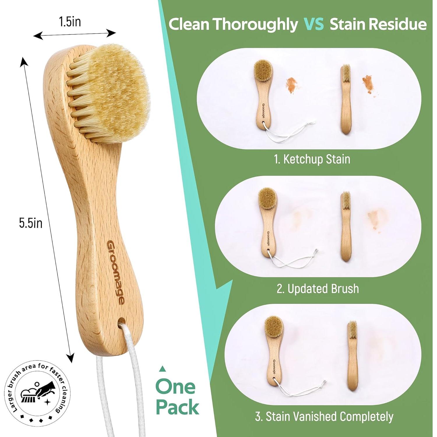 Cepillo para Manchas de Lavandería GROOMAGE - Cerdas de Jabalí