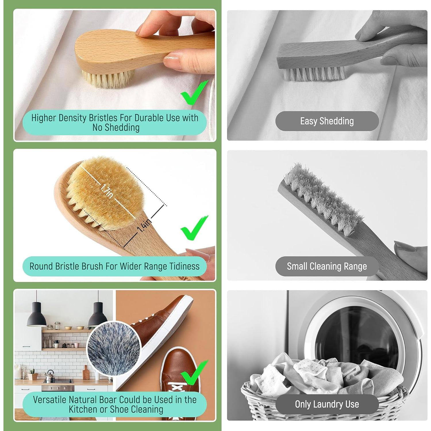 Cepillo para Manchas de Lavandería GROOMAGE - Cerdas de Jabalí