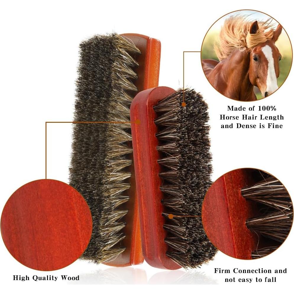 Cepillo de limpieza de zapatos Liwidon 2 piezas cerdas de caballo