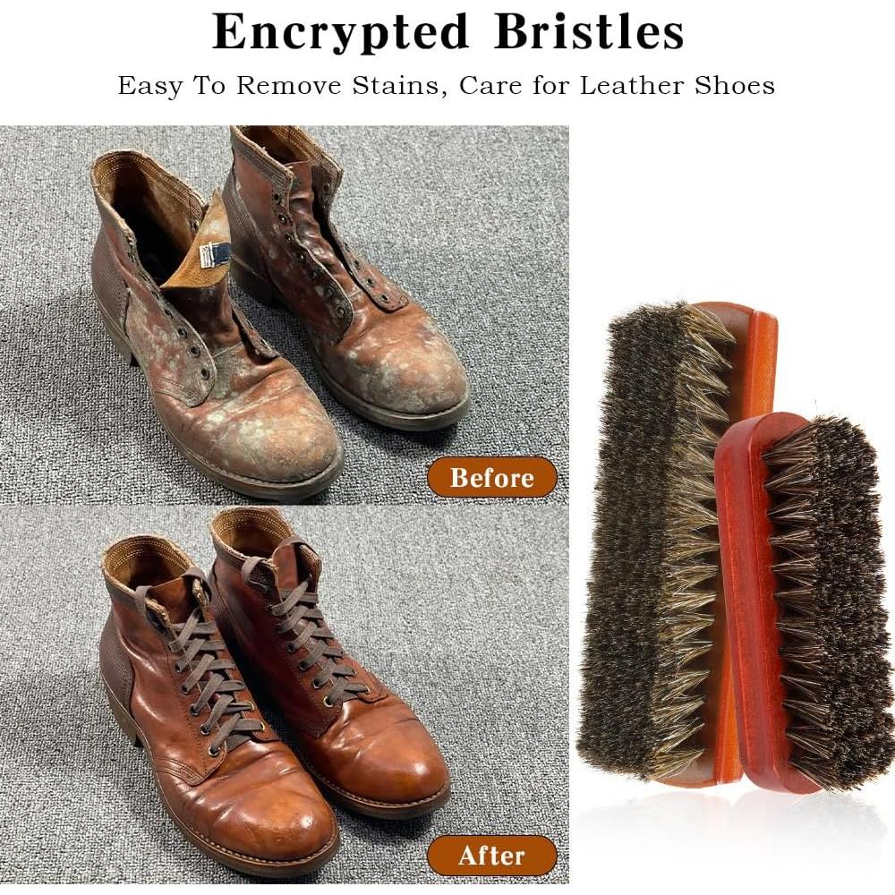 Cepillo de limpieza de zapatos Liwidon 2 piezas cerdas de caballo