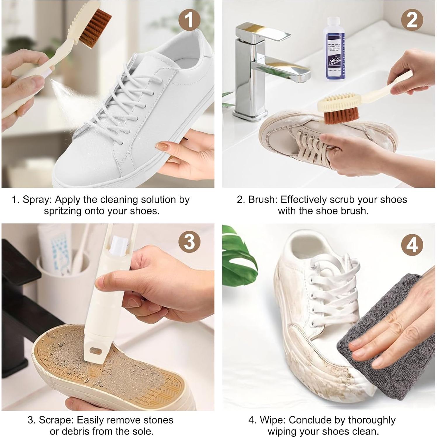 Kit de Limpieza de Zapatos NUKied - Cepillo 3 en 1 y Spray