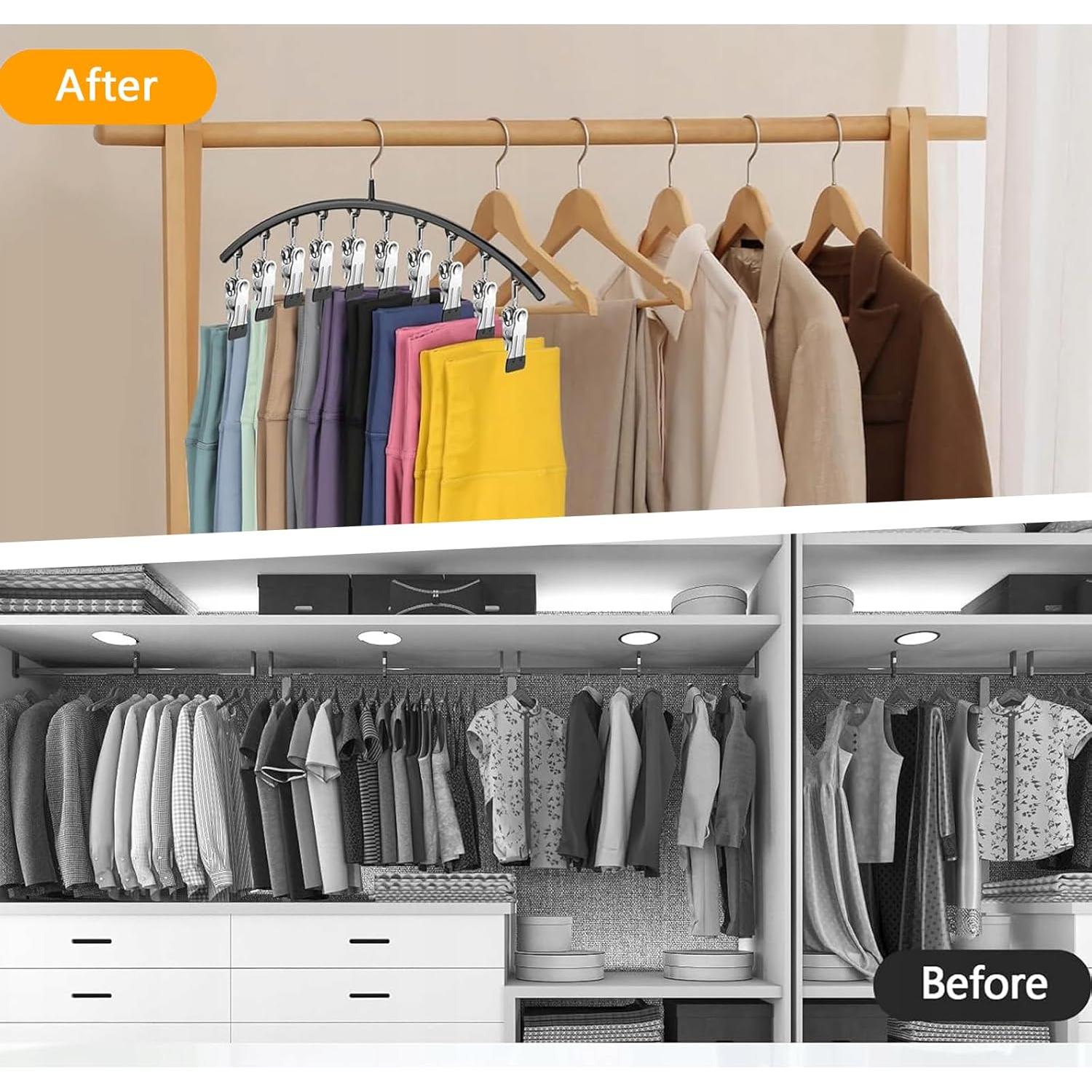 Perchas para Leggings Arkeiliy 2 Piezas con 10 Clips