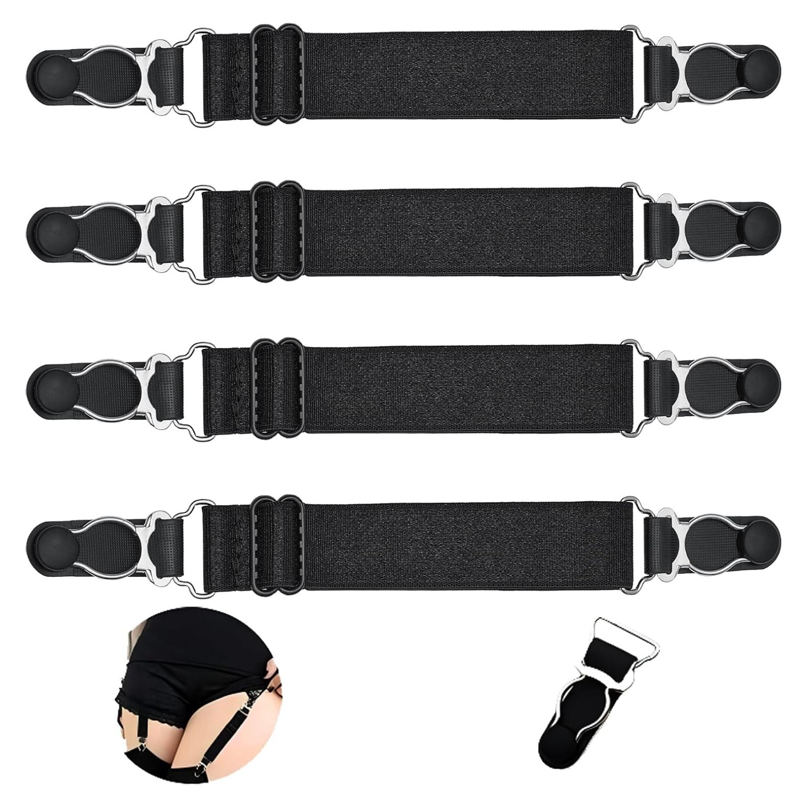 Clip de Medias Ajustable Elástico Doble Cara 4 Pcs Negro