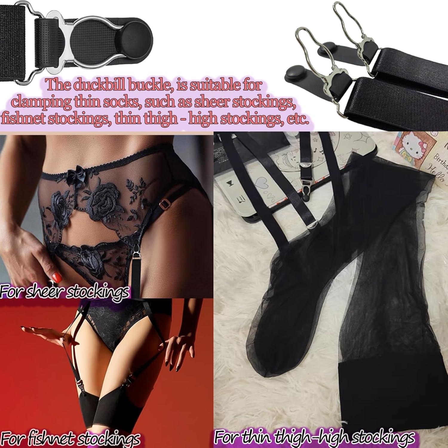 Clip de Medias Ajustable Elástico Doble Cara 4 Pcs Negro