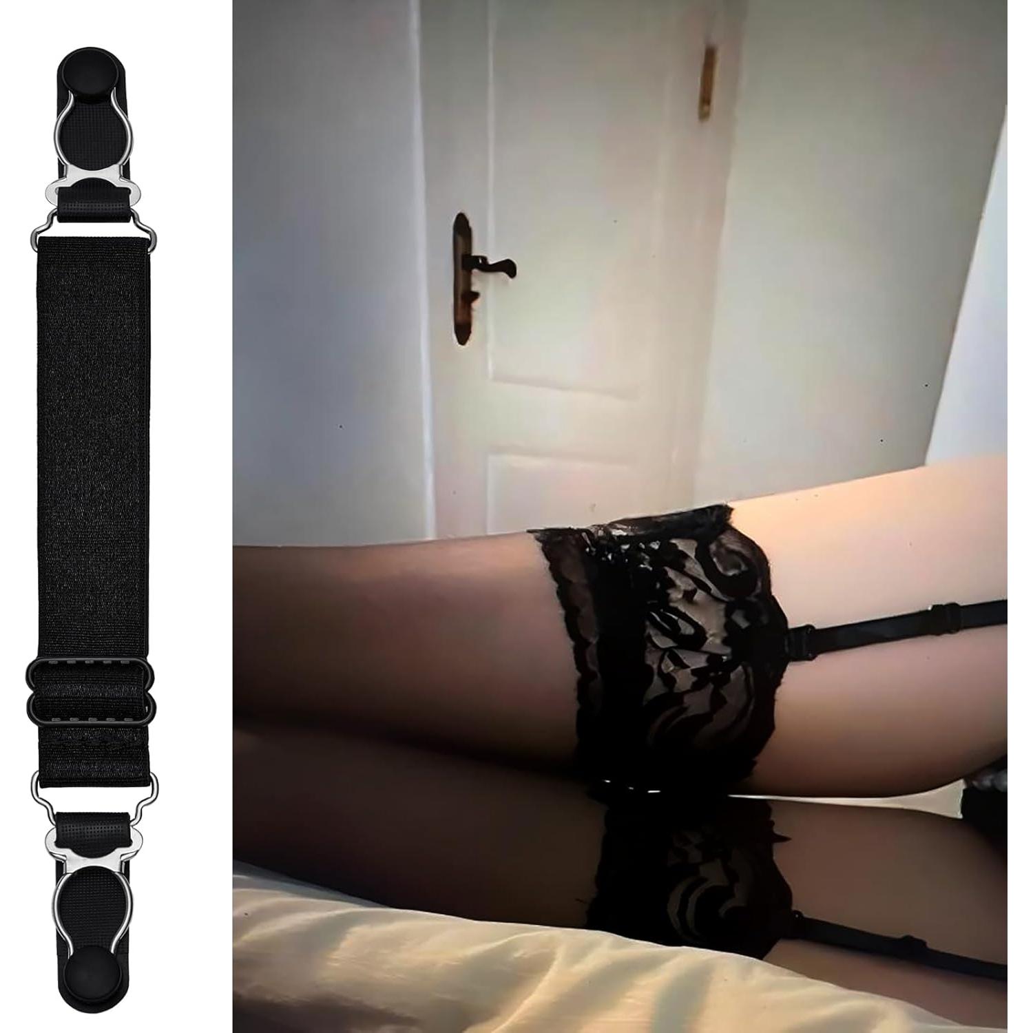 Clip de Medias Ajustable Elástico Doble Cara 4 Pcs Negro