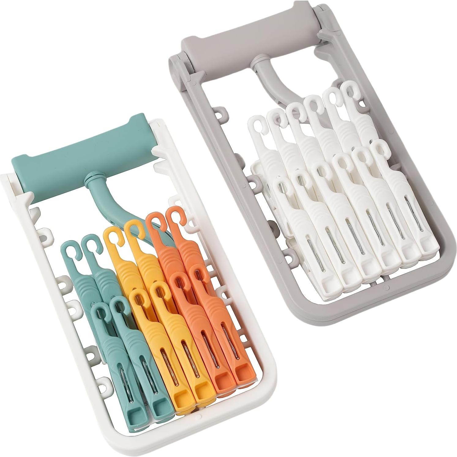 Perchas Plegables Foshine 2 Paquetes Gris con Clips 360°