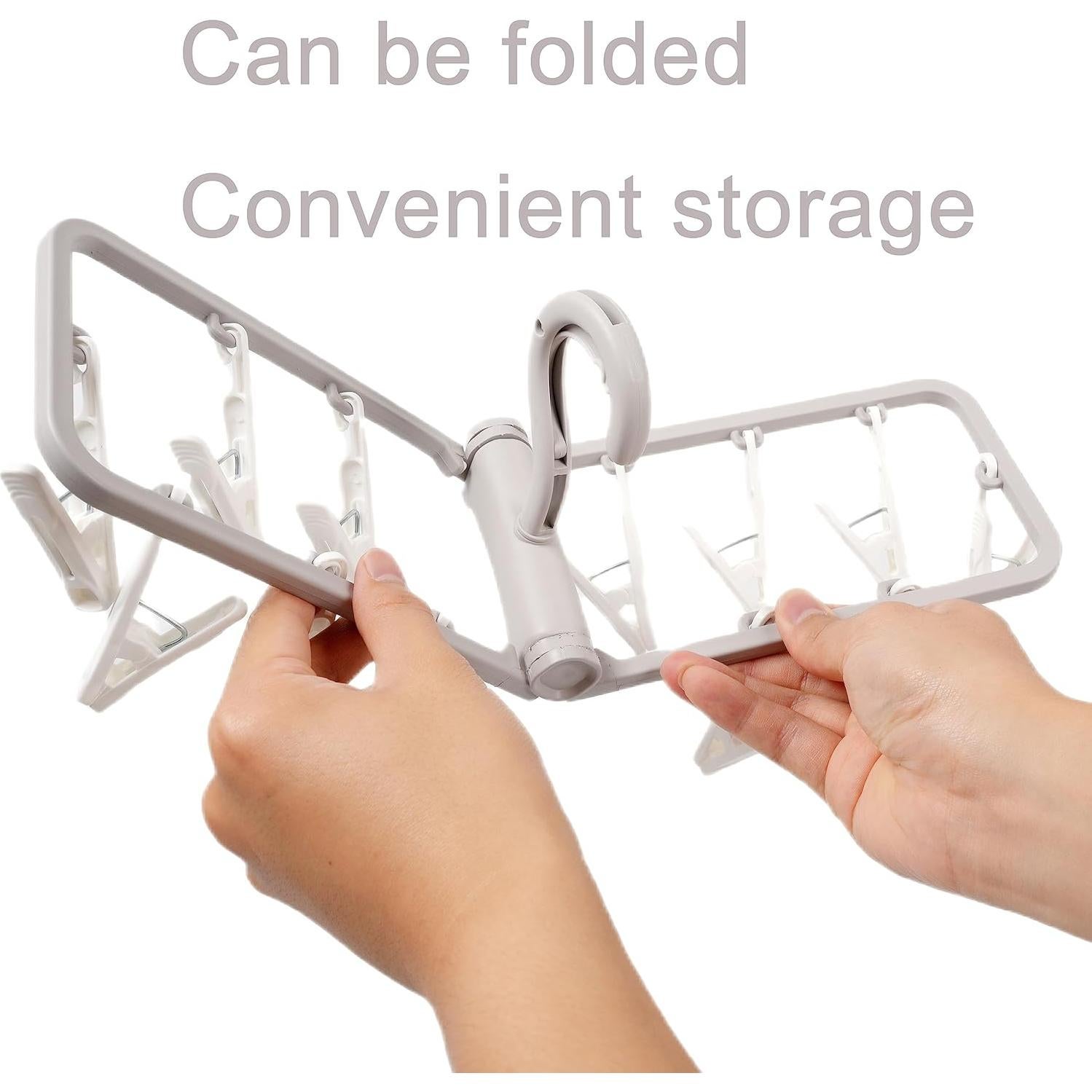 Perchas Plegables Foshine 2 Paquetes Gris con Clips 360°