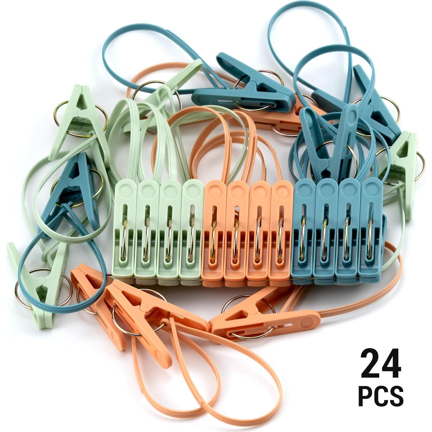 Paquete de 24 Pinzas para Ropa CloTong Antiviento Multicolor