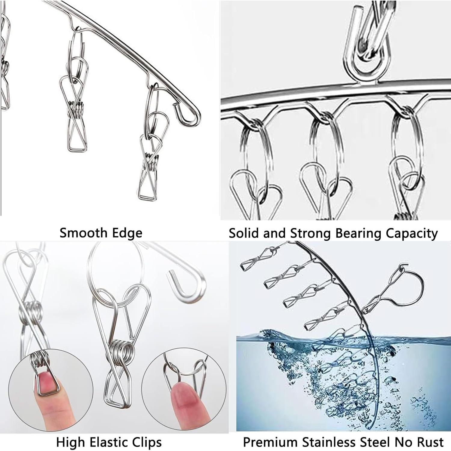 Soporte de Secado de Ropa Skroad Acero Inoxidable 2 Paquete 8 Clips