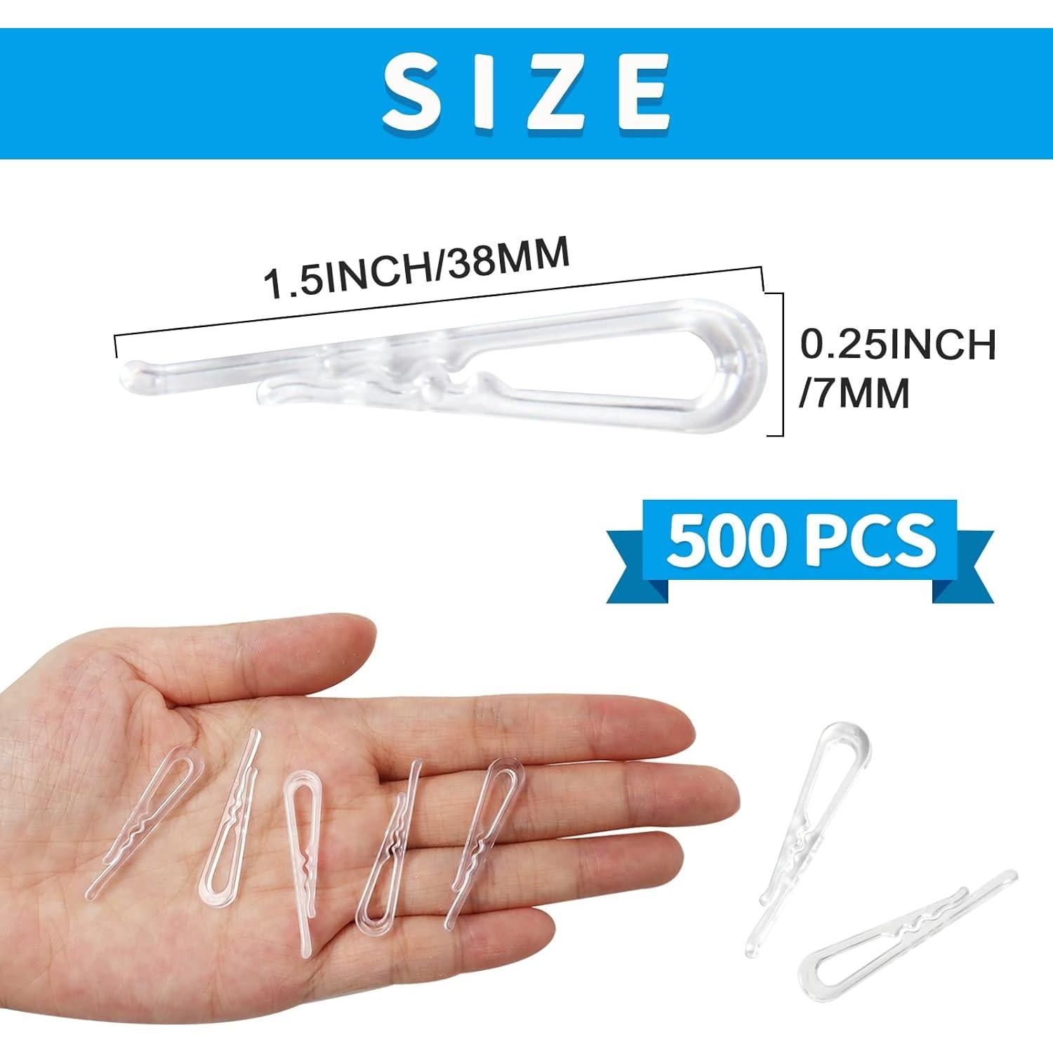 500 Clips de Plástico Transparente SBYURE en Forma de U