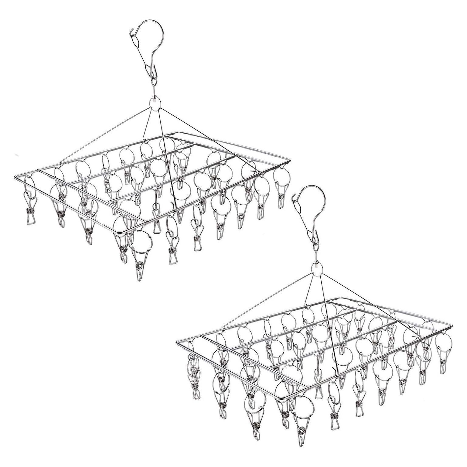 Perchas de Acero Inoxidable Tosnail con Clips - 2 Piezas