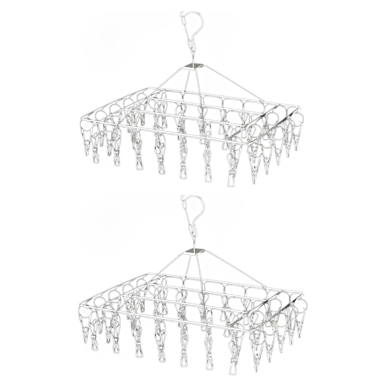 Perchero de Secado de Acero Inoxidable TVRTFQ - 2 Piezas con 80 Clips