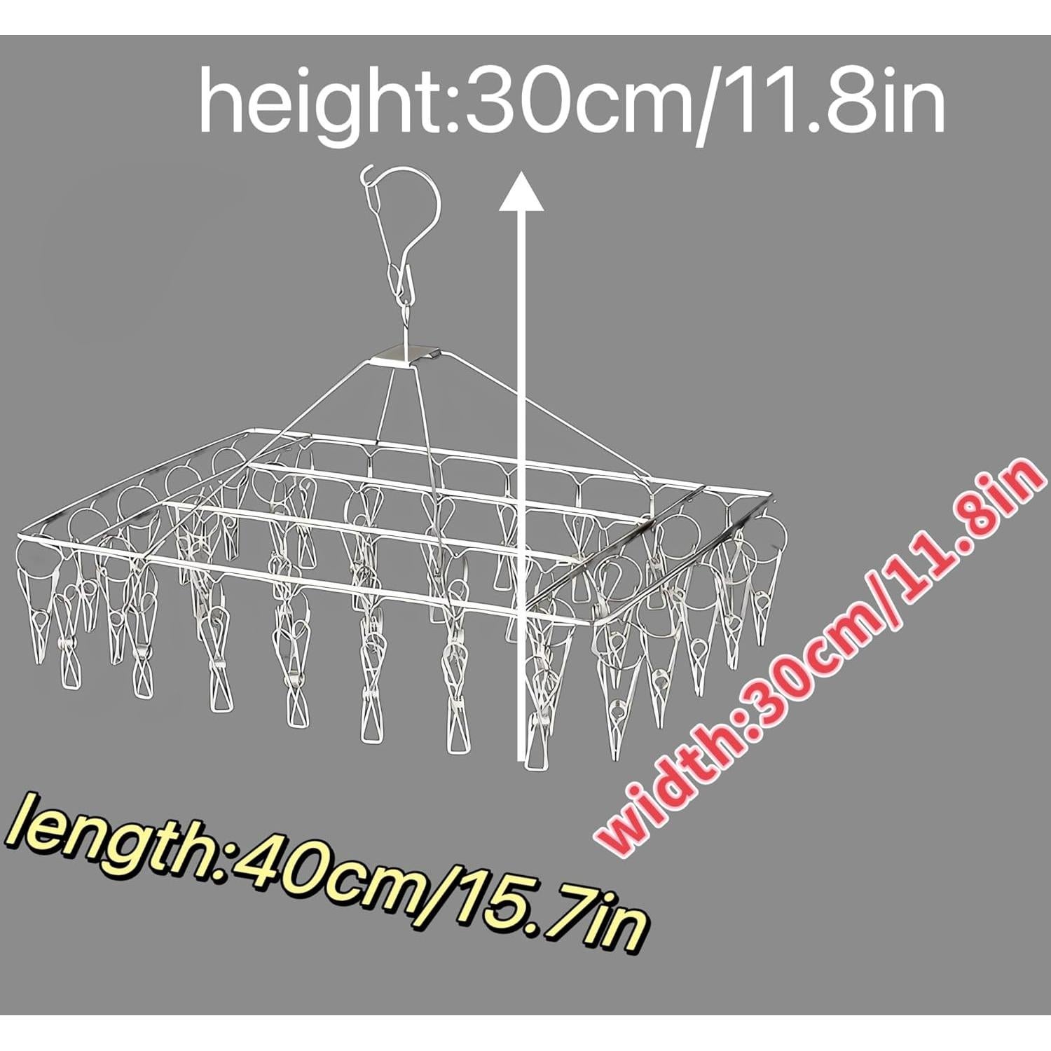 Perchero de Secado de Acero Inoxidable TVRTFQ - 2 Piezas con 80 Clips