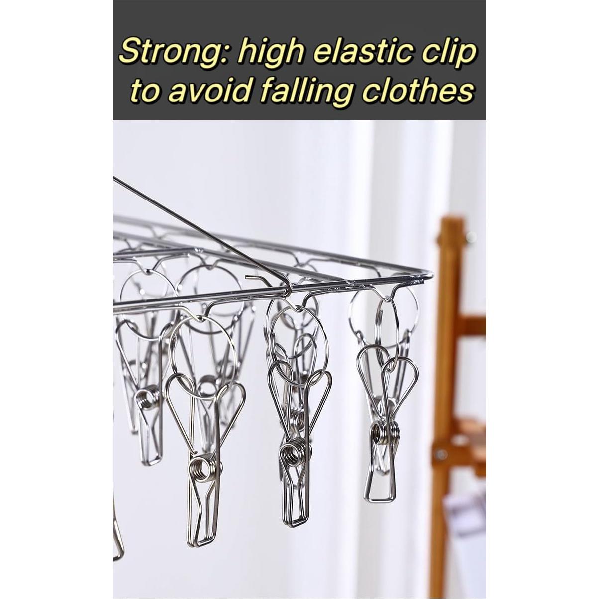 Perchero de Secado de Acero Inoxidable TVRTFQ - 2 Piezas con 80 Clips