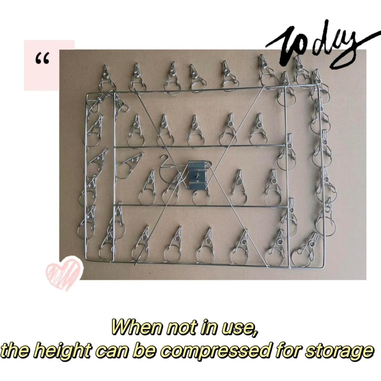 Perchero de Secado de Acero Inoxidable TVRTFQ - 2 Piezas con 80 Clips