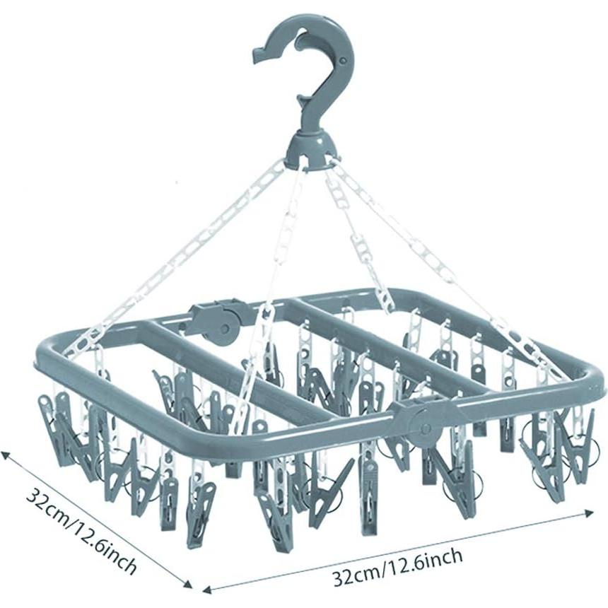 Percha Plegable Groupcow 32 Clips Azul Claro 32x32cm