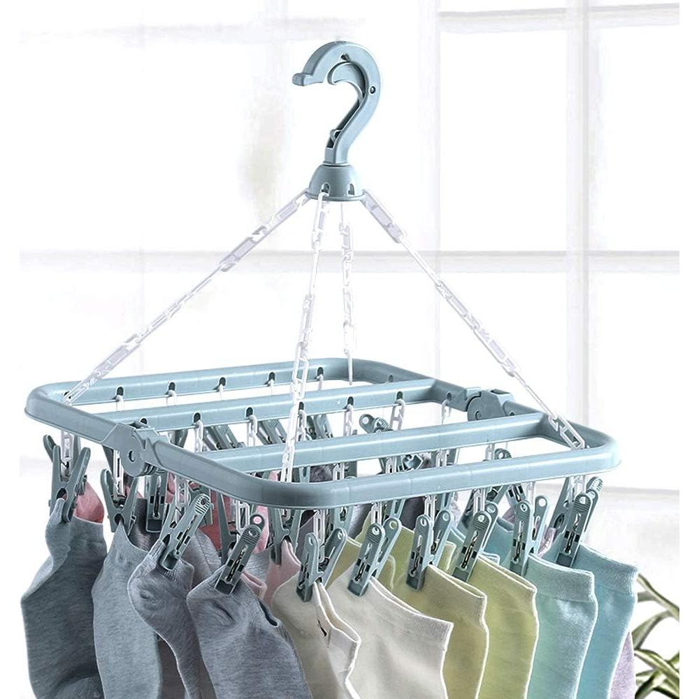 Percha Plegable Groupcow 32 Clips Azul Claro 32x32cm