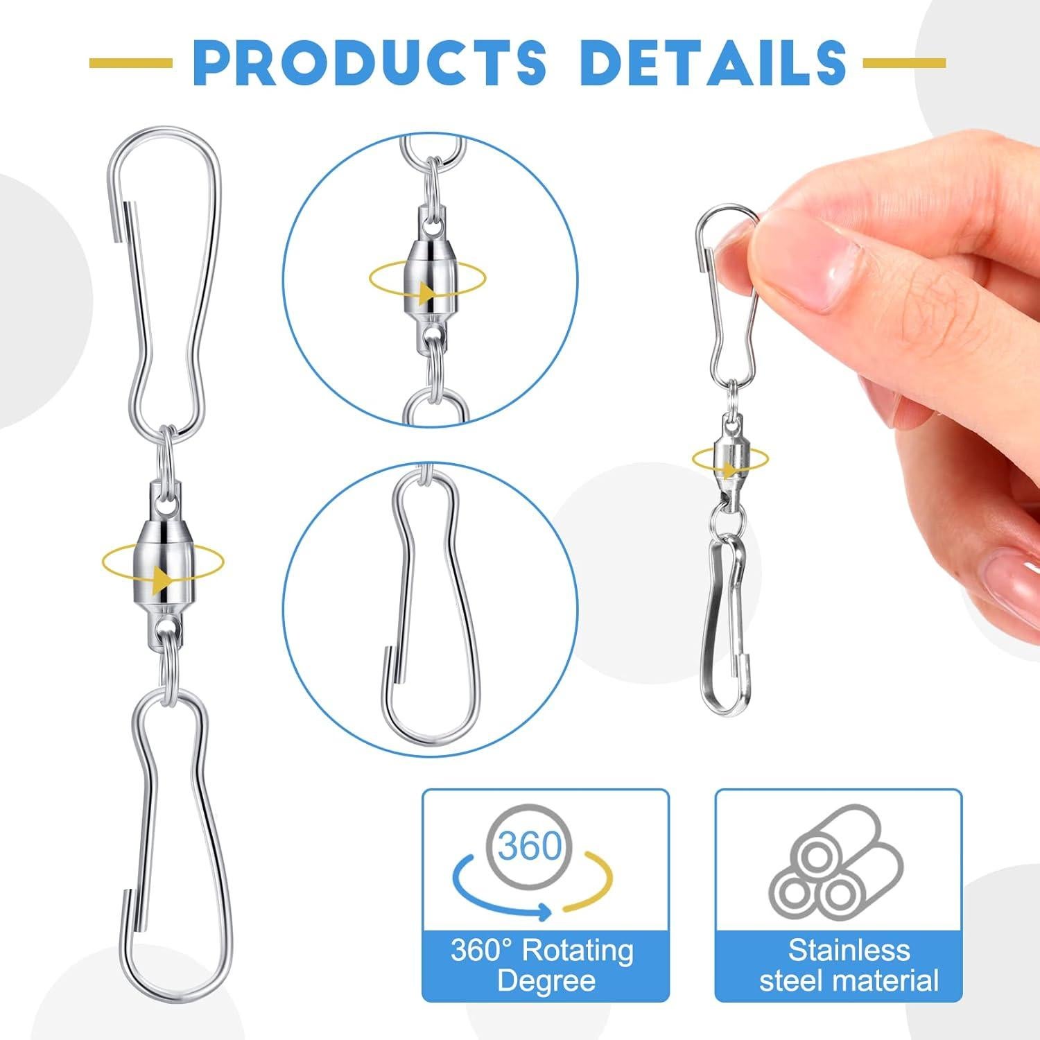 Ganchos Giratorios TecUnite 10 Piezas Acero Inoxidable