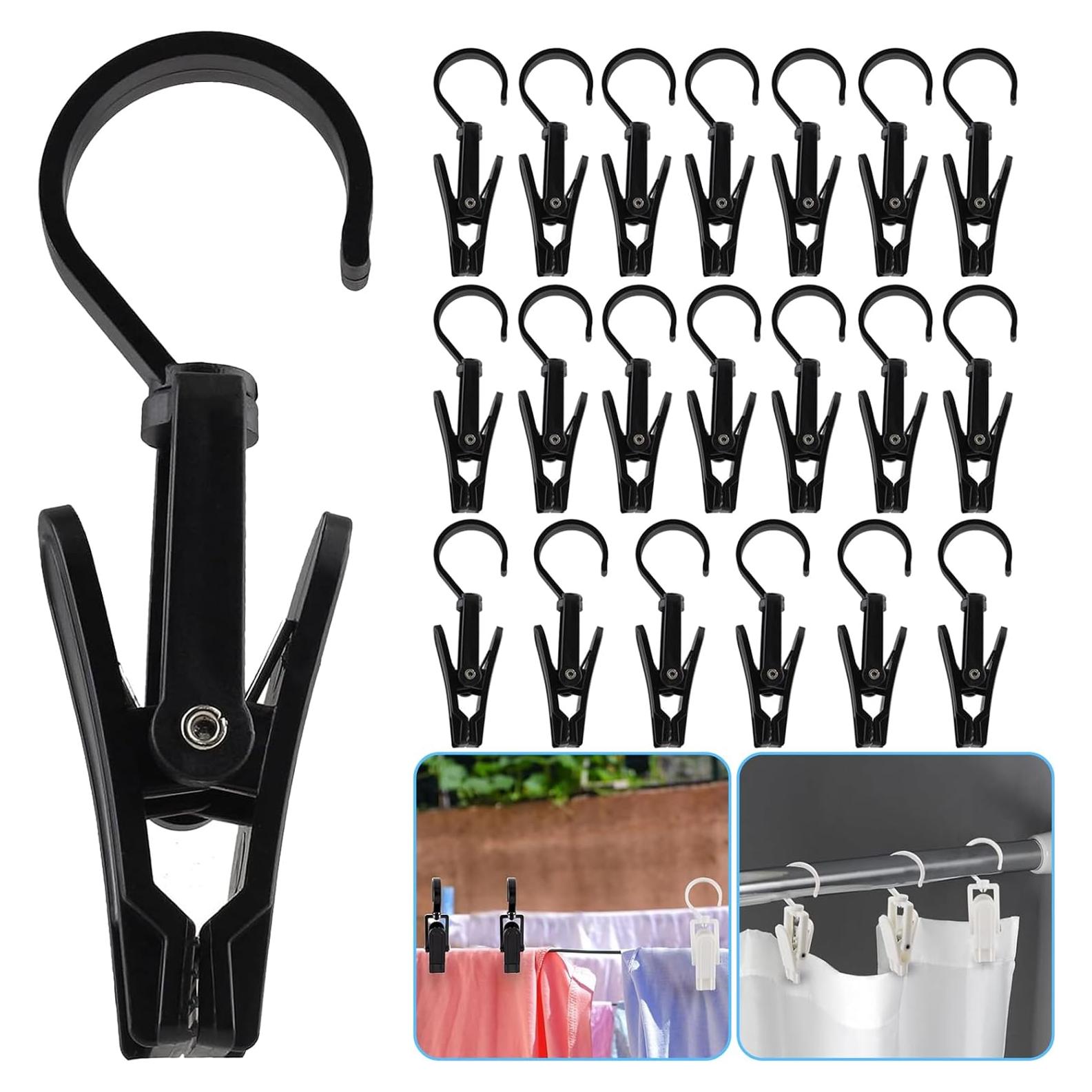 20 Ganchos Colgantes Giratorios Sermuok de Plástico Negro