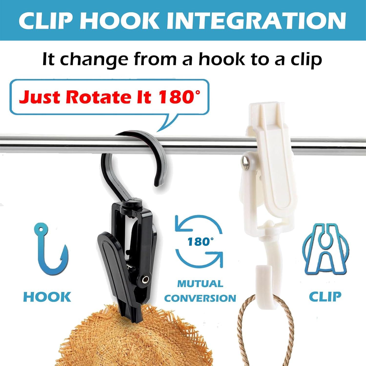 20 Ganchos Colgantes Giratorios Sermuok de Plástico Negro