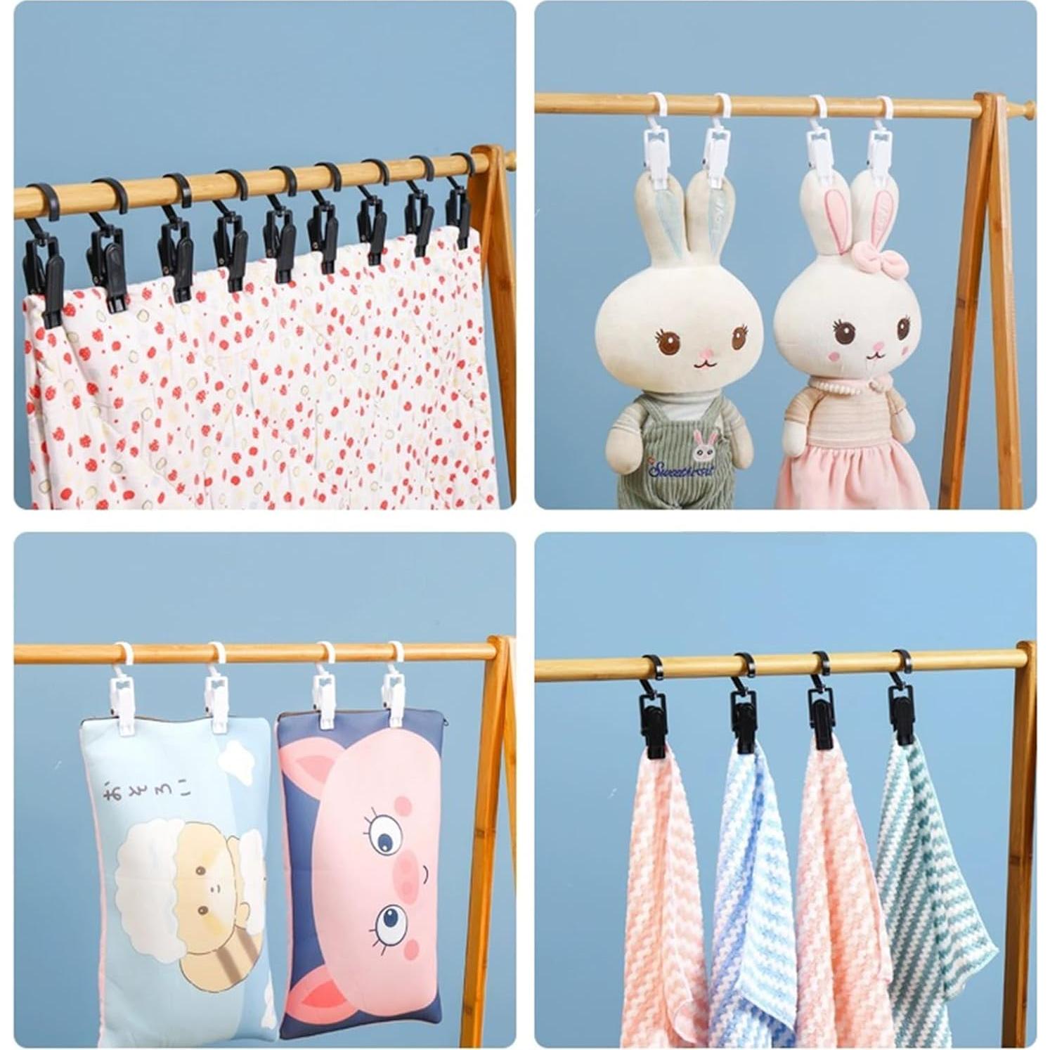 20 Ganchos Colgantes Giratorios Sermuok de Plástico Negro