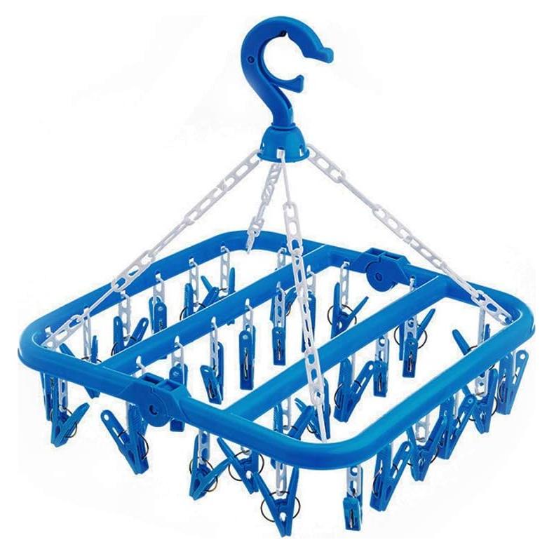 Perchero de Secado SteelFever Plegable con 32 Clips Azul