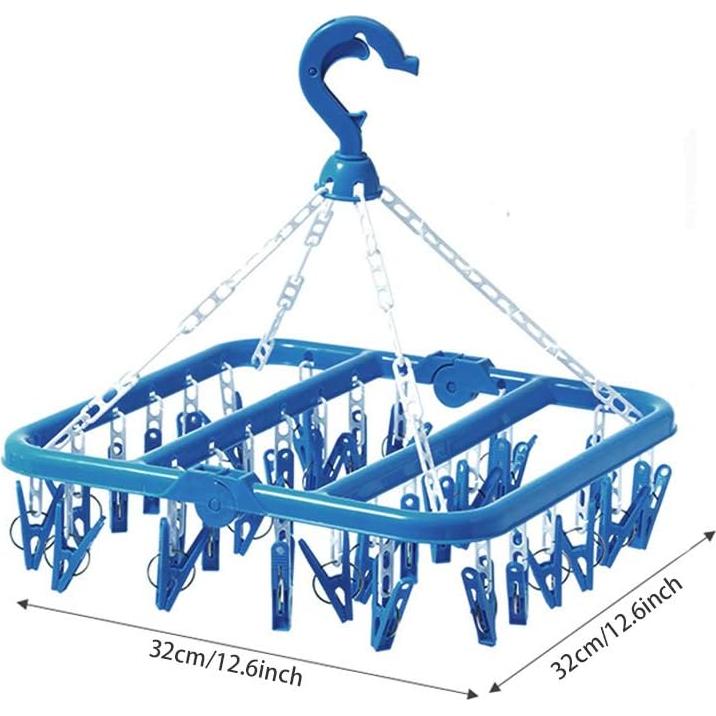 Perchero de Secado SteelFever Plegable con 32 Clips Azul