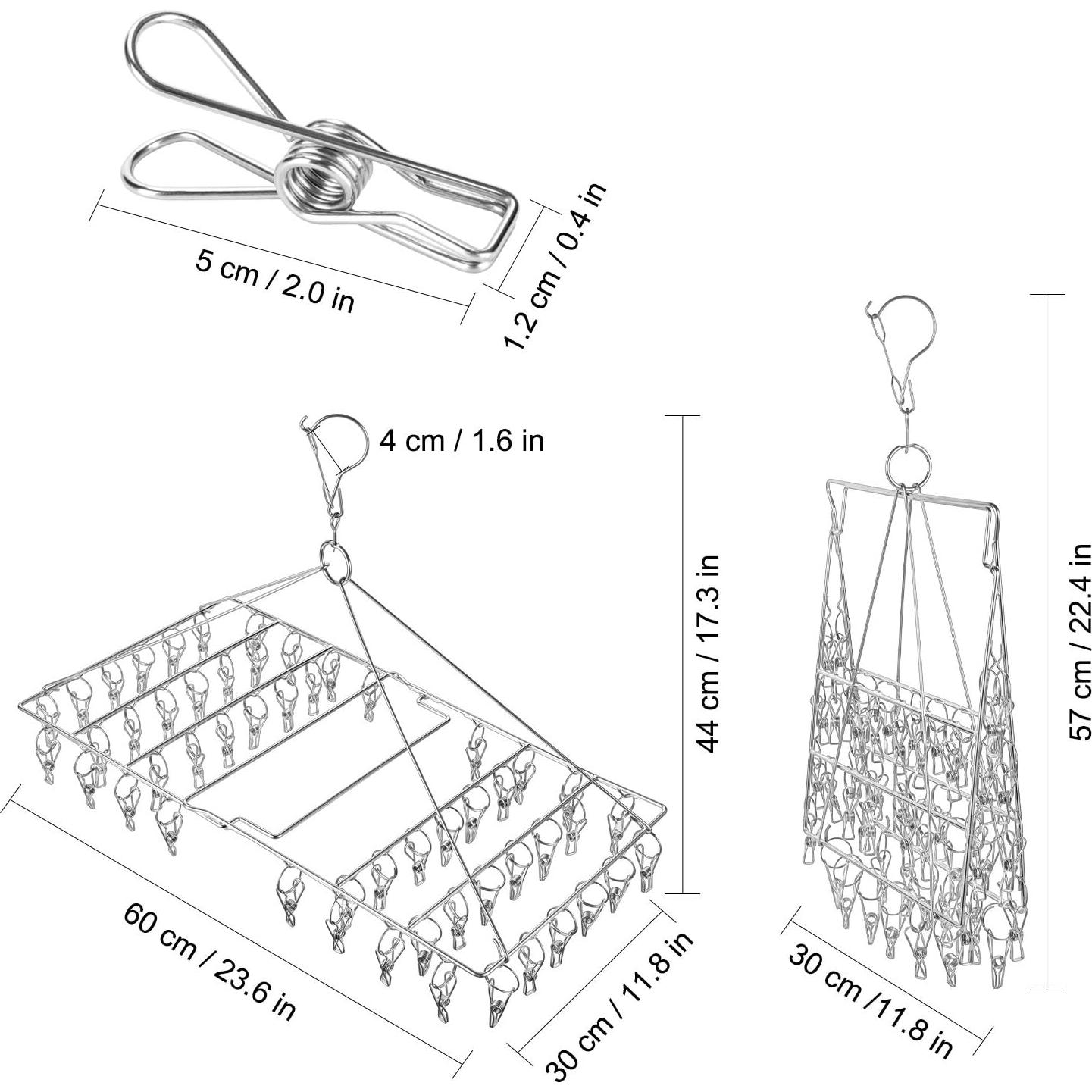 Secador de Calcetines Plegable WudTus 46 Clips Acero Inoxidable
