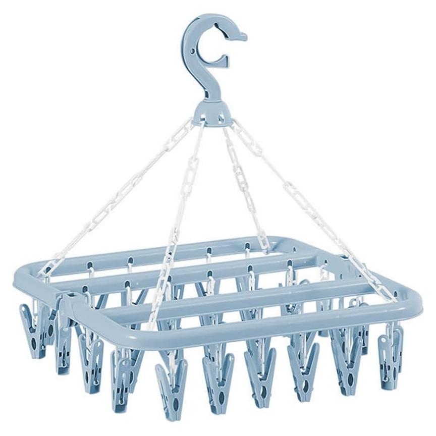 Perchero Plegable para Ropa con 32 Clips Azul Escandinavo