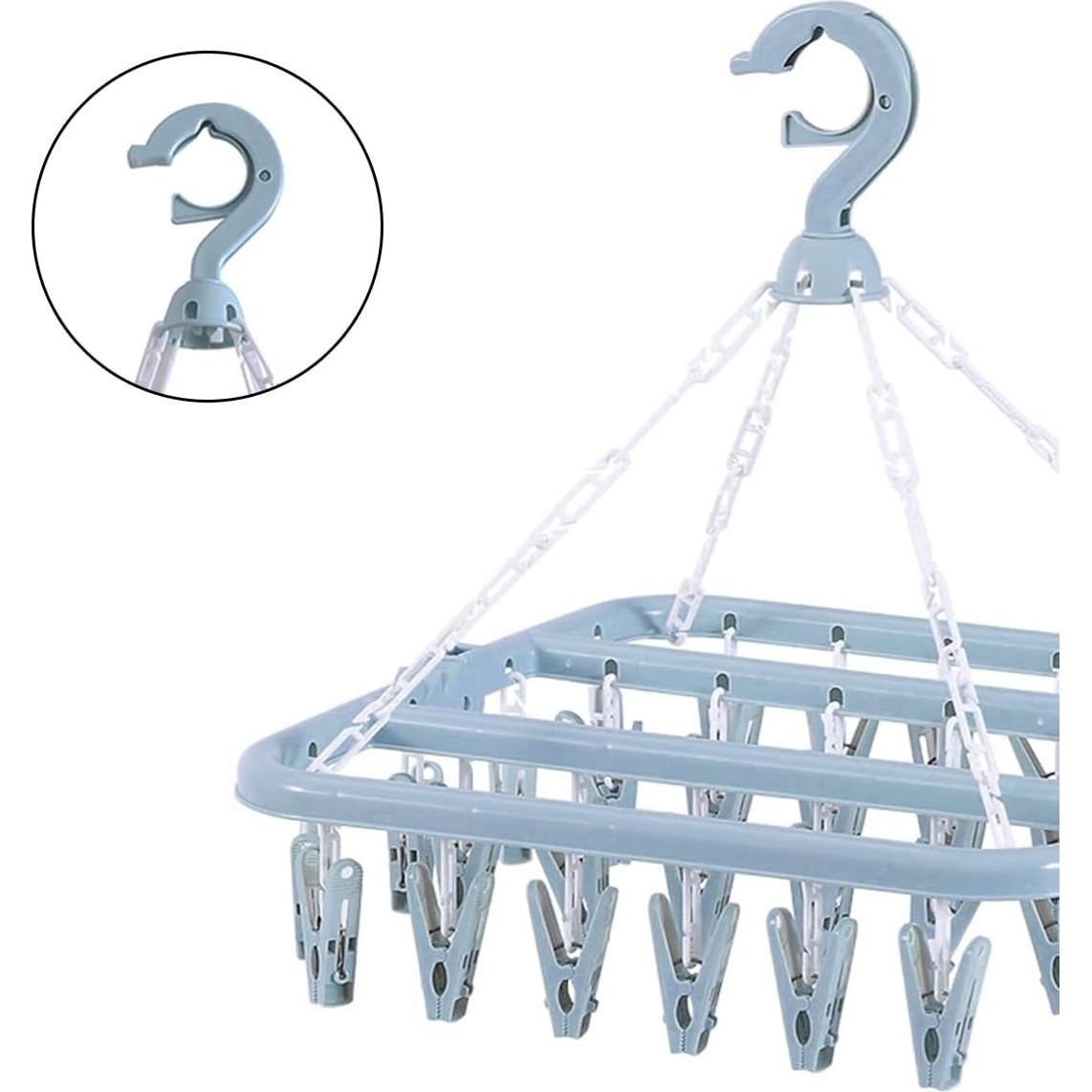 Perchero Plegable para Ropa con 32 Clips Azul Escandinavo