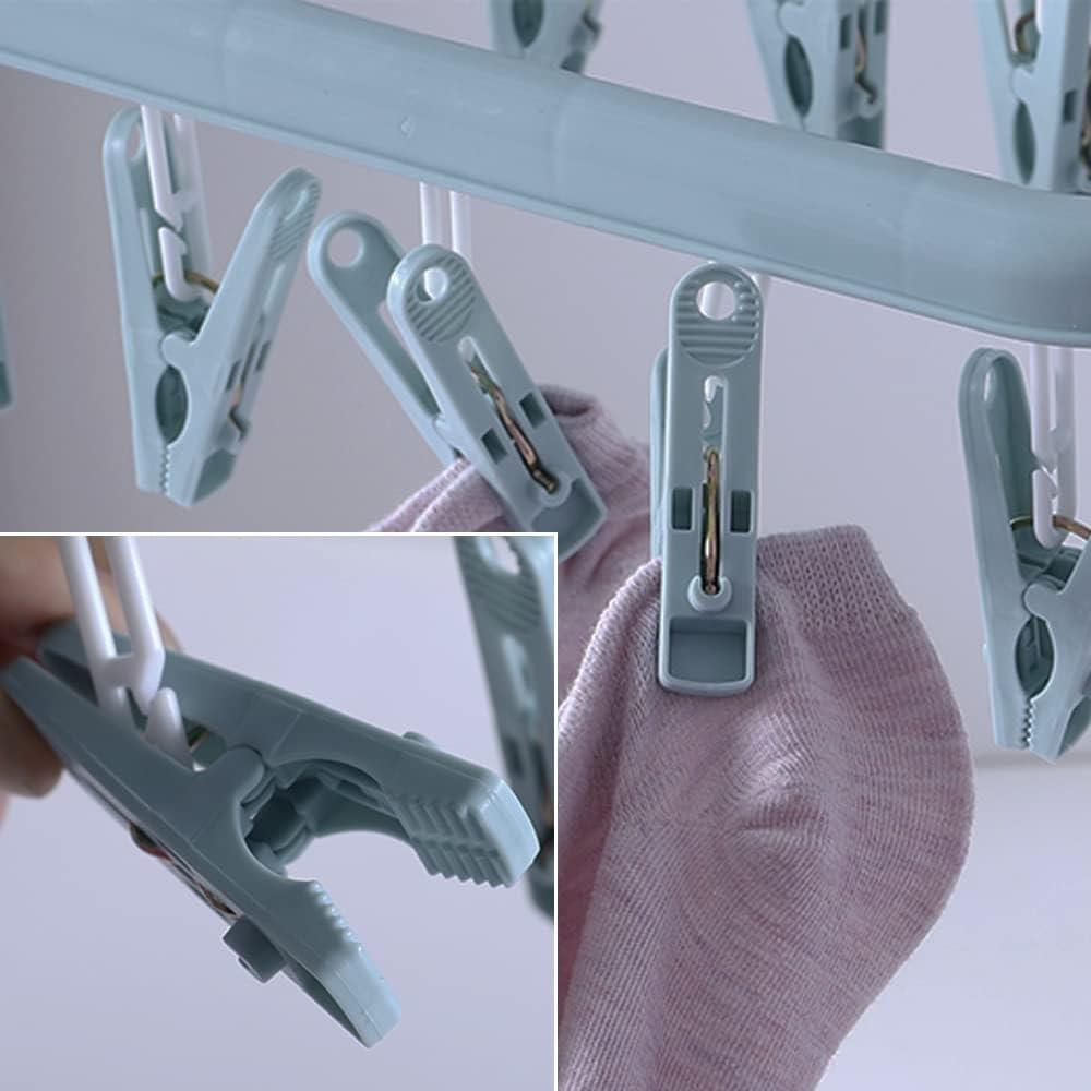 Perchero Plegable para Ropa con 32 Clips Azul Escandinavo